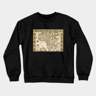 Antique Map of Africa by Hondius and Jansson, 1635 Crewneck Sweatshirt